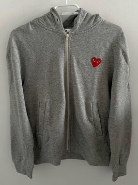 Comme des Garçons Play Heart Logo Patch Zip-Up Hoodie